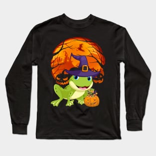 Frog pumpkin witch Long Sleeve T-Shirt